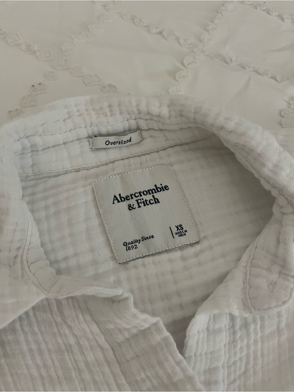 Abercrombie & Fitch White Cotton Gauze Button-Down Shirt - Picture 2 of 3